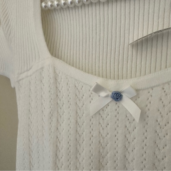 White Ribbed Knit Top - Picture 3 of 5